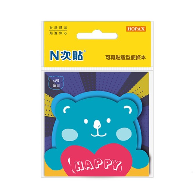 N次貼 環狀膠可再貼便條紙 / 熊 / 61042