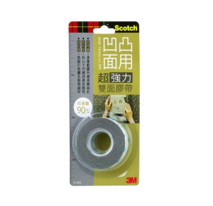 3M 超強力雙面膠帶 /  V1203 / 12mm*1.5M / 凹凸面專用