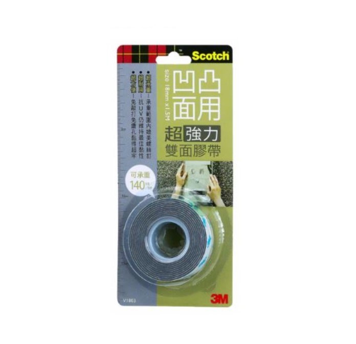 3M 超強力雙面膠帶 /  V1203 / 12mm*1.5M / 凹凸面專用