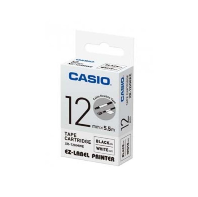 CASIO 卡西歐標籤帶 / XR-12WE1 / 12mm / 白底黑字