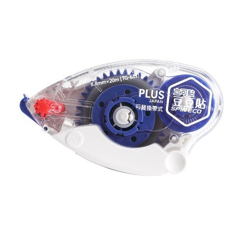 PLUS 旋轉雙面膠帶 / TG-610 / 豆豆貼 / 雙面膠帶 / PLUS-SPIN ECO 旋轉 雙面膠帶-藍+白 (10入)(8.4mmx 20M) / 普樂士PLUS旋轉式雙面膠帶TG-610/8.4mm×20M / 普樂士