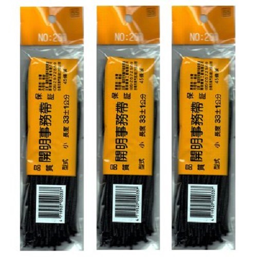 開明 黑帶 / NO200 小 / 33cm / 無束頭 / 事務帶 / 黑帶 / 大黑帶 / 鞋帶 / 開明 #200黑色事務帶 (無膠套)33cmx45入. 開明 黑帶 33CM 小 45入 / 開明事務帶 黑色 小 33cm / 開明 NO.200 33cm 事務帶/事務黑帶/文書帶 (45入/包) 無束頭 / 扁鞋帶_60cm扁鞋帶 帆布鞋 懶人鞋 休閒鞋 / 傳票帶