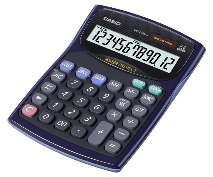 CASIO  桌上型太陽能計算機 / WD220MS / 桌上型 WD-220MS-WE / CASIO卡西歐‧防水防塵型計算機WD-220MS / CASIO 12位數防水防塵計算機-(WD-220MS-BU) / 卡西歐計算機 / 桌上型計算機 / 攜帶型計算機 / 桌上計算機 / CASIO卡西歐