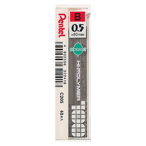 Pentel  0.5mm 自動鉛筆芯 / C205 / 2H / H / F / HB / B / 2B / 3B / 4B /  C205/2B/0.5mm/40支/筒 適用0.5mm自動鉛筆 / Pentel 自動鉛筆芯 C205系列 / Pentel 自動鉛筆芯 C-205 0.5mm 40 入 新 PENTEL經典不敗自動鉛筆芯款 / 飛龍Pentel自動鉛筆芯C205/3B/0.5mm / 飛龍 Pentel HI-POLYMER 自動鉛筆芯 C205 (0.5mm) / 飛龍 Pentel HI-POLYMER 自動鉛筆芯 C205 (0.5mm) /  自動鉛筆芯 HI-POLYMER C205自動鉛筆芯_0.5mm  / 自動筆芯 / 自動鉛筆心 / 自動鉛筆新 / 鉛筆心 / 鉛筆新