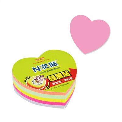 N次貼 環狀膠可再貼便條紙 / 愛心