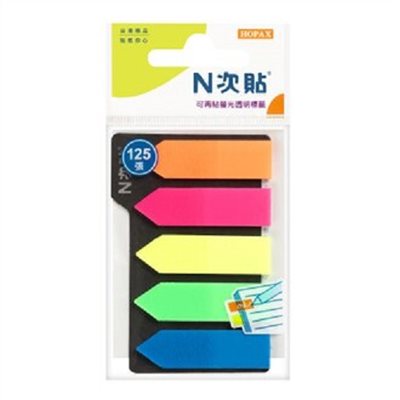 N次貼 透明型可再貼標籤 / 箭頭標籤 / 5色 / 66503
