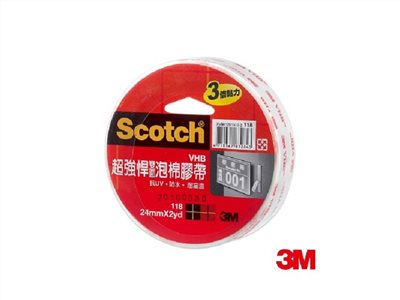 3M 超強悍雙面泡棉膠帶 / 118 / 24mm*2yd / 3M VHB超強悍雙面泡棉膠帶118 12mmx2Y/18mmx2Y/24mmx2Y 雙面膠 泡棉膠 強力泡棉膠 /  3M 超強力雙面膠帶 / 3m scotch 118 vhb 超強悍雙面泡棉膠帶 24mm*2yd / 『3M』 118 (24mm x 2yd) 超強悍雙面薄型泡棉膠帶