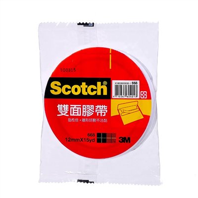3M 雙面棉紙膠帶 / 668 / 12mm*1.5M 