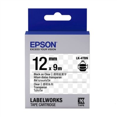 EPSON 標籤帶 / LK-4TBN / 12mm / 透明底黑字 