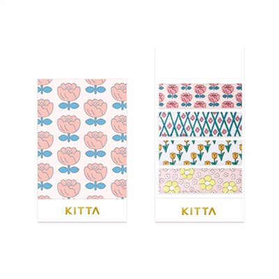 KITTA / 隨身攜帶和紙膠帶 / 透明UV膠 / 復古花磚