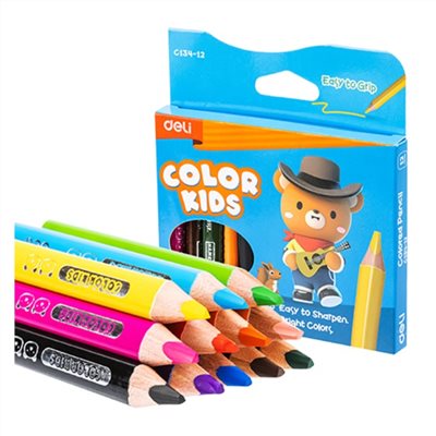 得力 Deli / COLOR KIDS 12色大三角色鉛筆 / EC134-12