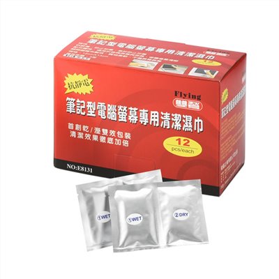 雙鶖  液晶螢幕清潔濕巾 / 螢幕清潔濕紙巾 / 清潔濕紙巾 / E-8131 / 雙鶖牌 / 波德徠爾 / KINGJIM / KING JIM / FLYING / 擦拭清潔布 / 清潔布 / 液晶螢幕清潔