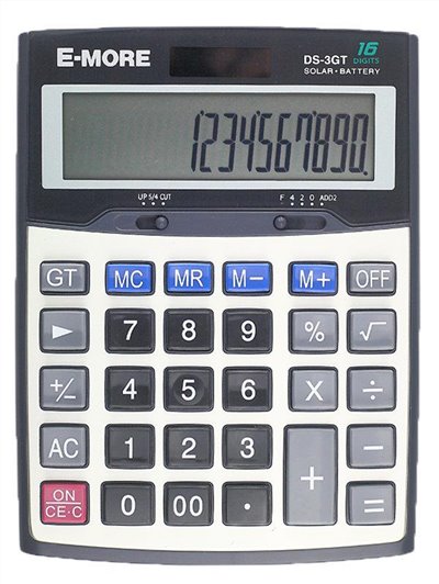 E-MORE 桌上型太陽能計算機 / DS-3GT / E-MORE 商用型計算機 DS-3GT (國家考試專用) (16位) / 國家考試專用計算機 商用型 (第一類) / 國家考試計算機 / E-MORE DS-3GT 16 位計算機 國家考試專用計算機 / E-MORE 計算機 / 商用計算機