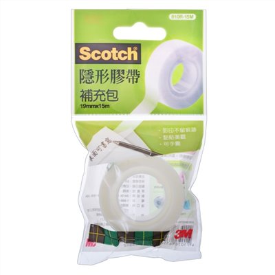 3M Scotch隱形膠帶補充包 / 3M 無痕膠帶 / 3M無痕膠帶 / 3M 無痕膠帶補充包 / 3M無痕膠帶補充包 / 3M膠帶補充包 / 3M 膠帶補充包 / 810R / 19mm / 3M Scotch 隱形膠帶 / 3M Scotch隱形膠帶補充包/810R-15M/19mmx15M/透明袋 / 3M™ Scotch® 隱形膠帶補充包 810, 透明袋, 19 mm x 15 m / 3M 隱形膠帶補充包 / 3M隱形膠帶補充包 / 3M 隱形膠帶補充包 (19mm x 10M) / 3M Scotch 隱形膠帶 810 19mm